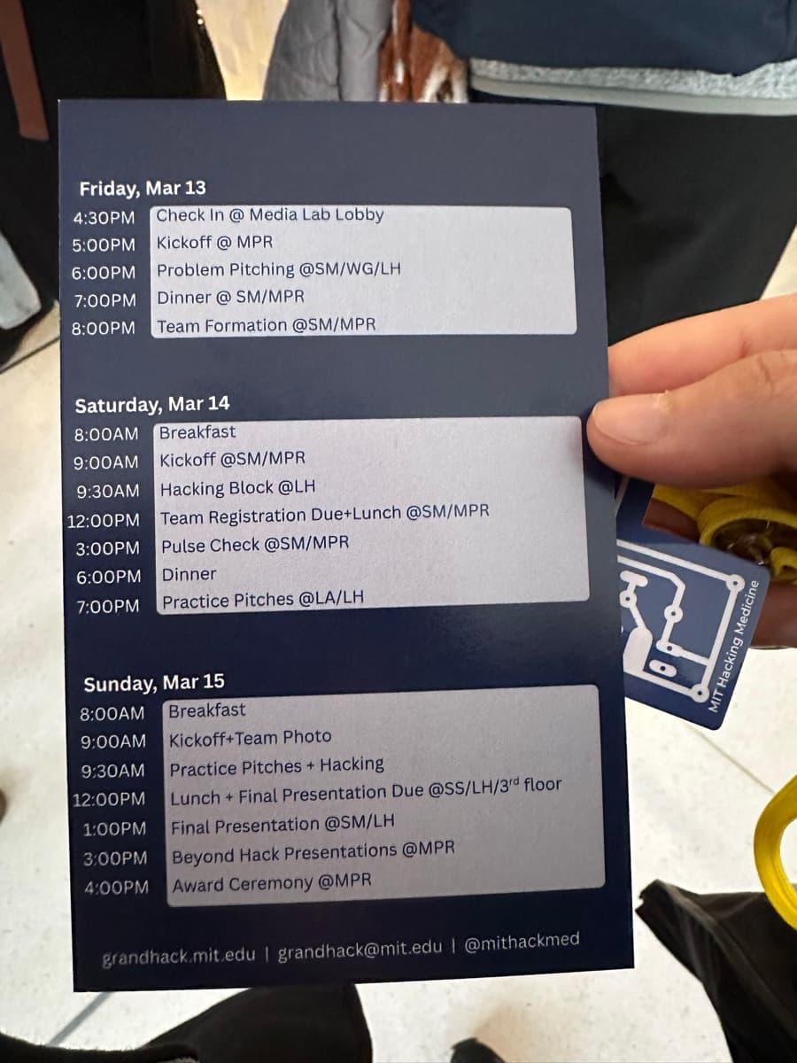 MIT Grand Hack event schedule