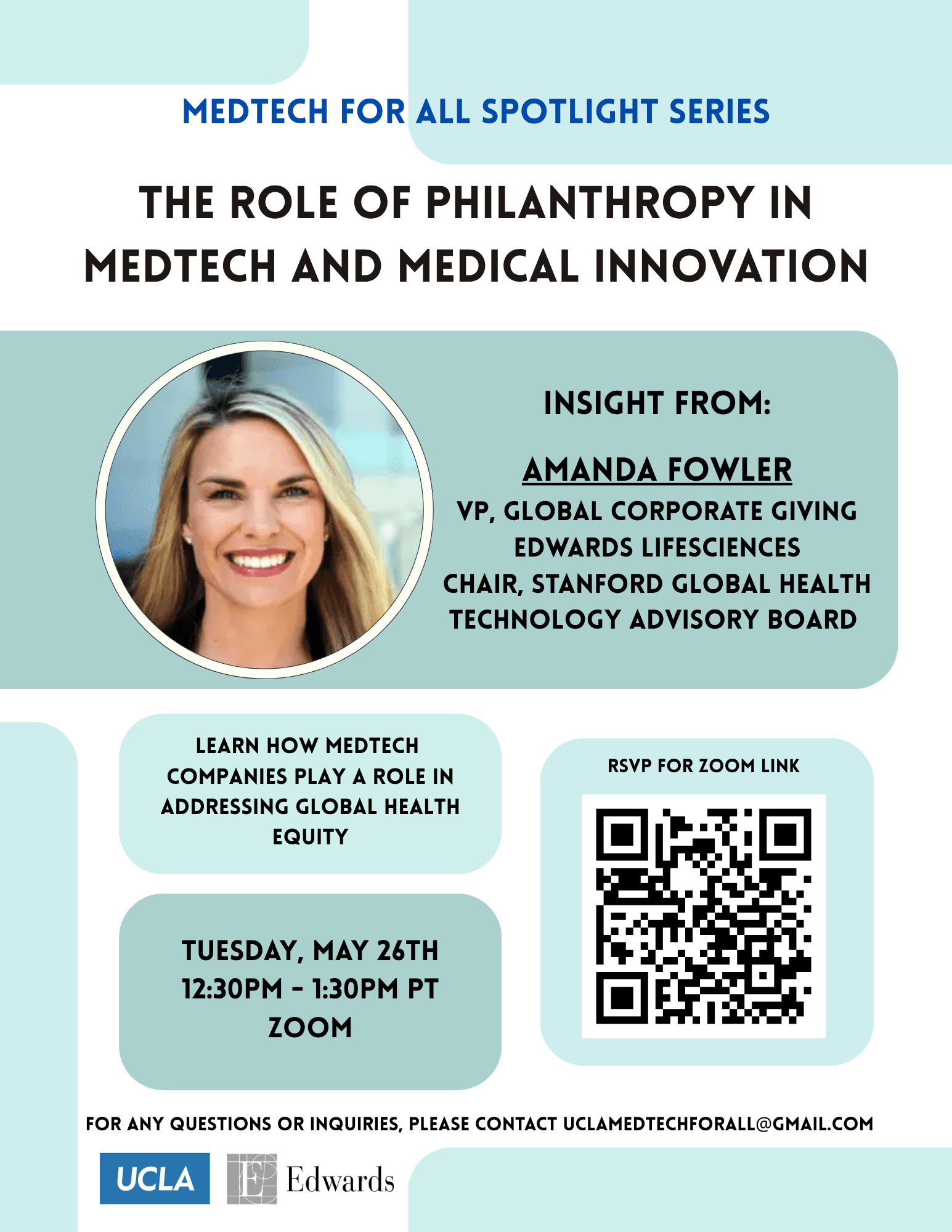 MedTech for All Spotlight Series flyer featuring Amanda Fowler